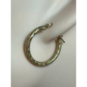 NWOT 14k solid yellow gold diamond cut design hoop earrings fine jewelry